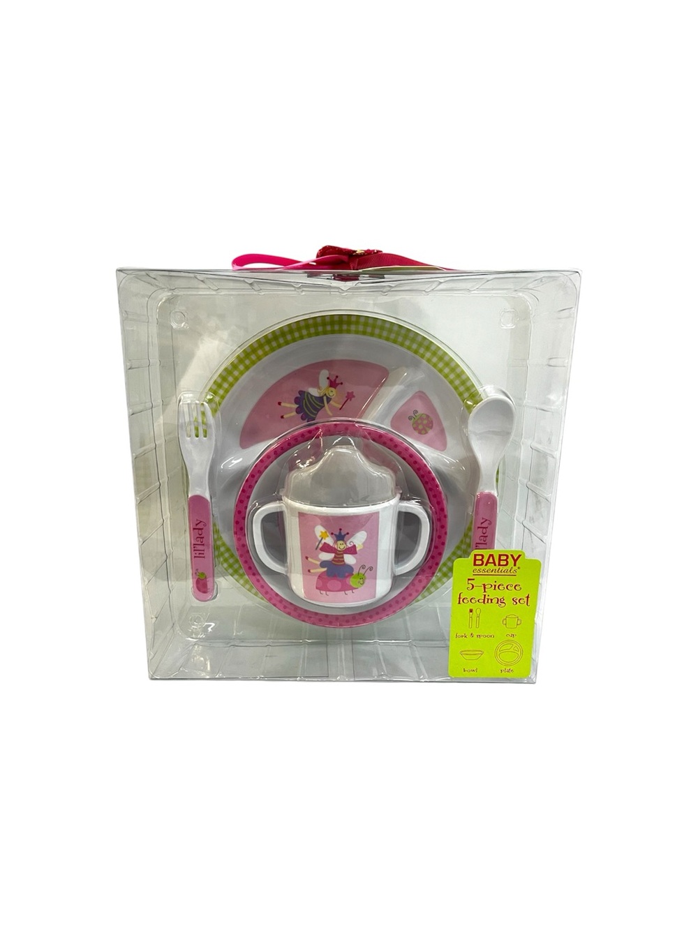 Baby Essentials 5Pc Melamine Feeding Set Pink Fairy Lil Lady Kids Dinnerware NIB
